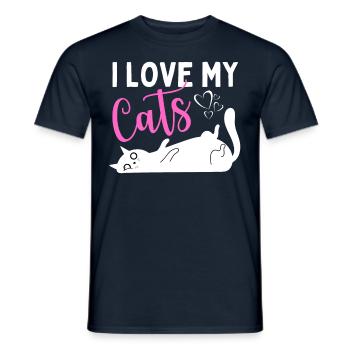 J’aime mes chats - Drôle de chat pour les amoureux des chats - T-shirt homme - marine - Devant - AI Model Male 178 light (178cm)