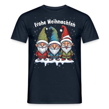 Merry Christmas Three Elves Fröhlich - Men's T-Shirt - navy - Front - AI Model Male 178 light (178cm)