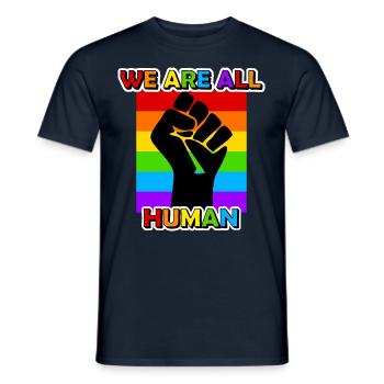 Arc-en-ciel Drapeau We are all Human - T-shirt homme - marine - Devant - AI Model Male 178 light (178cm)