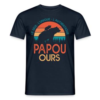 papou ours Cadeau Tshirt papa ours grand père papy - T-shirt homme - marine - Devant - AI Model Male 178 light (178cm)