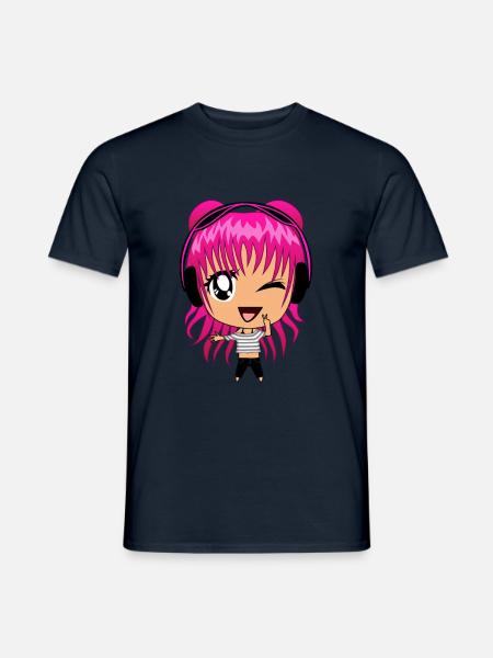 Anime, gaming, game, play, music, emotes, girl - Men's T-Shirt - navy