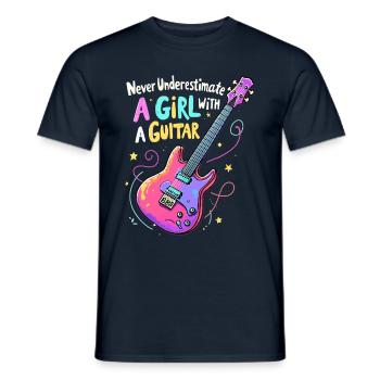 Fille avec la puissance de la guitare - T-shirt homme - marine - Devant - AI Model Male 178 light (178cm)