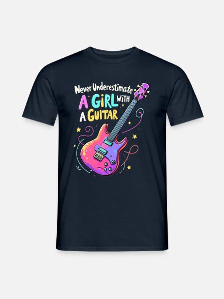 Girl with Guitar Power - Men's T-Shirt - navy