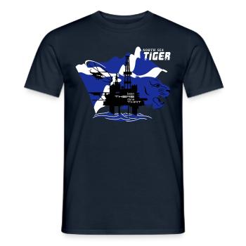 Oil Rig Oil Field North Sea Tiger Aberdeen - Men's T-Shirt - navy - Front - AI Model Male 178 light (178cm)