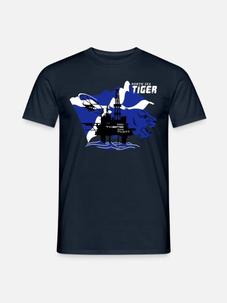 Oil Rig Oil Field North Sea Tiger Aberdeen - Men's T-Shirt - navy