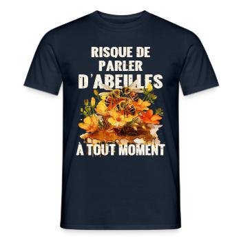 Apiculteur cadeau humour risque de parler abeilles - T-shirt homme - marine - Devant - AI Model Male 178 light (178cm)