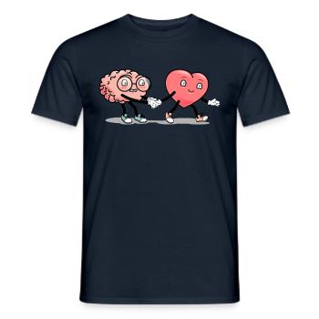 Tshirt coeur devant le cerveau amoureux sur le cerveau valentine - T-shirt homme - marine - Devant - AI Model Male 178 light (178cm)
