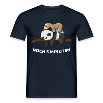 Panda Noch 5 Minuten Faultier faul schlafen müde - Männer T-Shirt - Navy - Vorne - AI Model Male 178 light (178cm)
