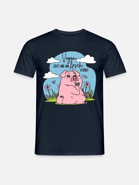 Fleisch - Schwein - Vegan geht mir am Arsch vorbei - Männer T-Shirt - Navy
