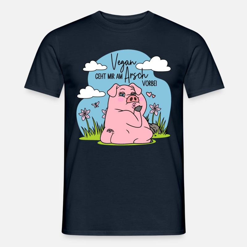 Vegan geht mir am Arsch vorbei - Fleisch - Schwein - Männer T-Shirt - Navy