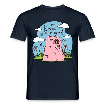 Bauernhof Bauer Schwein Küss mich Ich erbe den Hof - Männer T-Shirt - Navy - Vorne - AI Model Male 178 light (178cm)