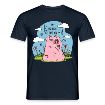 Hoferbin Hoferbe Spruch Küss mich Ich erbe den Hof - Männer T-Shirt - Navy - Vorne - AI Model Male 178 light (178cm)