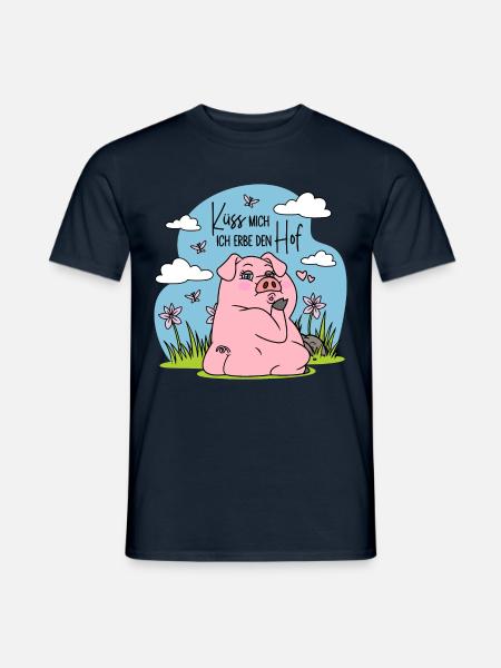 Hoferbin Hoferbe Spruch Küss mich Ich erbe den Hof - Männer T-Shirt - Navy