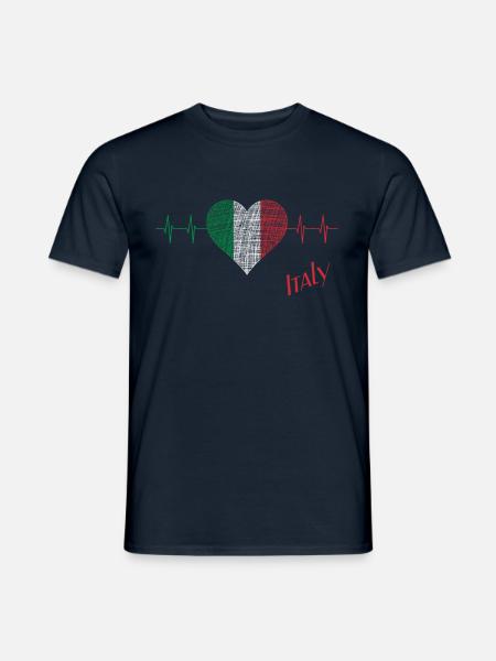 Italy Herz Herzschlag Italien - Männer T-Shirt - Navy