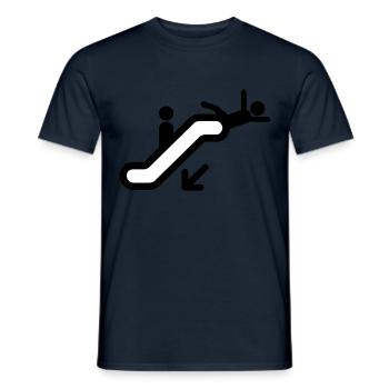 Escalator Cartoon Dessin idée de cadeau faux - T-shirt homme - marine - Devant - AI Model Male 178 light (178cm)