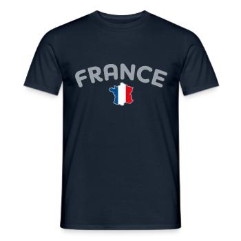 France Carte de France en bleu blanc rouge G - T-shirt homme - marine - Devant - AI Model Male 178 light (178cm)