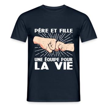 Père Et Fille Une Équipe pour La Vie Cadeau - T-shirt homme - marine - Devant - AI Model Male 178 light (178cm)