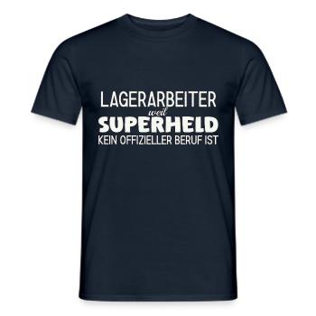 Lagerarbeiter Superheld - Männer T-Shirt - Navy - Vorne - AI Model Male 178 light (178cm)