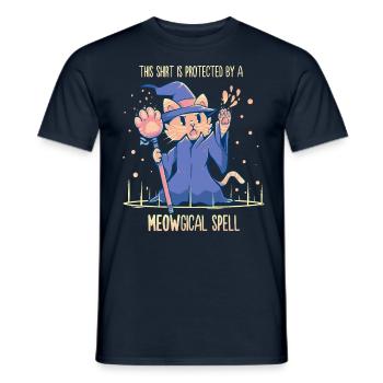 Dieses Shirt wird durch einen meowgischen Zauber geschützt - Männer T-Shirt - Navy - Vorne - AI Model Male 178 light (178cm)