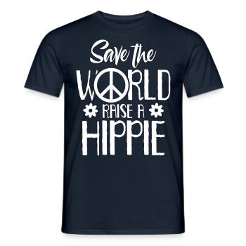 Rettet Die Welt - Hippie Bewegung 70er Jahre - Männer T-Shirt - Navy - Vorne - AI Model Male 178 light (178cm)
