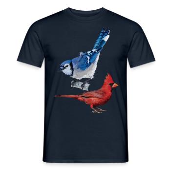The Northern Cardinal and the Blue Jay - Men's T-Shirt - navy - Front - AI Model Male 178 light (178cm)
