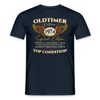 Oldtimer October 1974 48th birthday gift - Men's T-Shirt - navy - Front - AI Model Male 178 light (178cm)