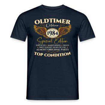 Oldtimer Octobre 1984 Cadeau de 38e anniversaire - T-shirt homme - marine - Devant - AI Model Male 178 light (178cm)