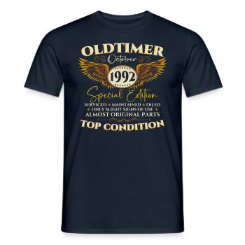 Oldtimer Octobre 1992 Cadeau du 30e anniversaire - T-shirt homme - marine - Devant - AI Model Male 178 light (178cm)
