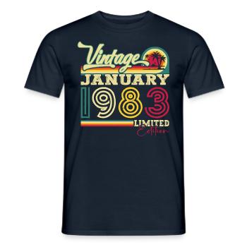Born 1983 January 40th birthday Gift man - Men's T-Shirt - navy - Front - AI Model Male 178 light (178cm)