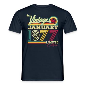 Born 1977 January 46th birthday Gift man - Men's T-Shirt - navy - Front - AI Model Male 178 light (178cm)
