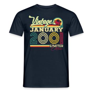 Year 2001 January 22nd birthday Gift man - Men's T-Shirt - navy - Front - AI Model Male 178 light (178cm)