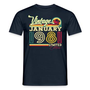 Born 1981 January 42nd birthday Gift man - Men's T-Shirt - navy - Front - AI Model Male 178 light (178cm)