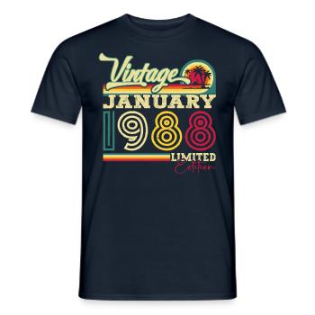 Né 1988 Janvier 35th anniversaire Homme cadeau - T-shirt homme - marine - Devant - AI Model Male 178 light (178cm)