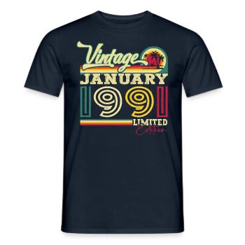 Né 1991 Janvier 32ème anniversaire Homme cadeau - T-shirt homme - marine - Devant - AI Model Male 178 light (178cm)