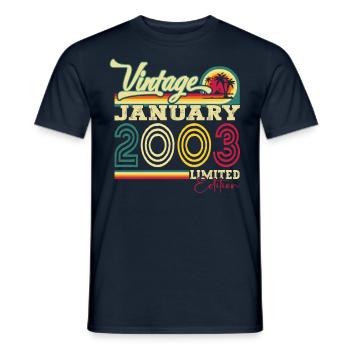 Année 2003 Janvier 20e anniversaire cadeau homme - T-shirt homme - marine - Devant - AI Model Male 178 light (178cm)