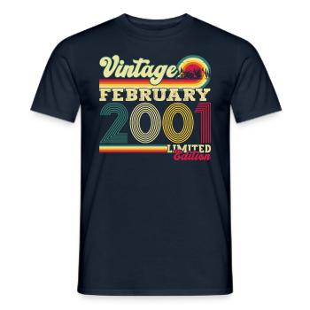 Année 2001 Février 22e anniversaire cadeau homme - T-shirt homme - marine - Devant - AI Model Male 178 light (178cm)
