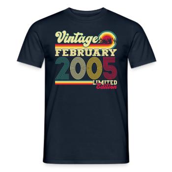 Année 2005 Février 18e anniversaire Cadeau homme - T-shirt homme - marine - Devant - AI Model Male 178 light (178cm)
