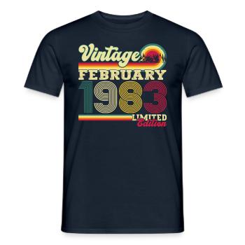 Born 1983 February 40th birthday gift man - Men's T-Shirt - navy - Front - AI Model Male 178 light (178cm)