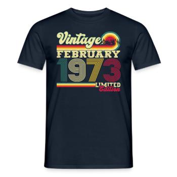 Born 1973 February 50th birthday Gift man - Men's T-Shirt - navy - Front - AI Model Male 178 light (178cm)
