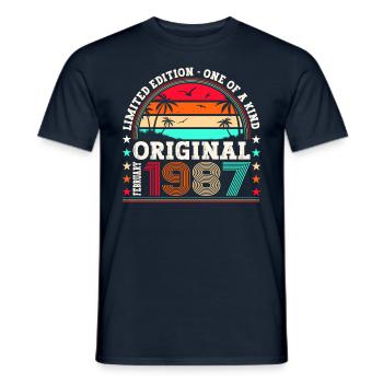 Cadeau d’anniversaire original février millésime 1987 - T-shirt homme - marine - Devant - AI Model Male 178 light (178cm)