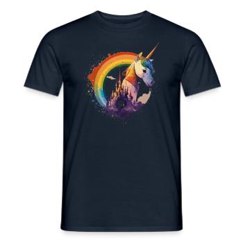 Licorne dans l’arc-en-ciel avec cadenas - T-shirt homme - marine - Devant - AI Model Male 178 light (178cm)