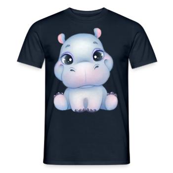 Süßes Baby-Nilpferd mit Glubschaugen - Baby-Hippo - Männer T-Shirt - Navy - Vorne - AI Model Male 178 light (178cm)