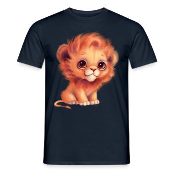 Mignon Cartoon Baby Lion avec Glubschaugen - T-shirt homme - marine - Devant - AI Model Male 178 light (178cm)