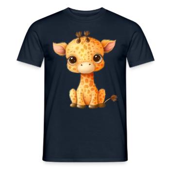 Mignon Cartoon Baby Giraffe avec Glubschaugen - T-shirt homme - marine - Devant - AI Model Male 178 light (178cm)
