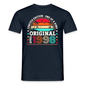 25th birthday Mann Original April Born 1998 - Men's T-Shirt - navy - Front - AI Model Male 178 light (178cm)