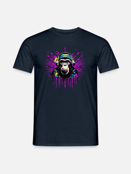 DJ Monkey Affe mit Graffiti - Männer T-Shirt - Navy