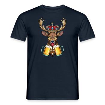 06 Hirsch zwei Mass Bier Hirschkopf Krone Prost - Männer T-Shirt - Navy - Vorne - AI Model Male 178 light (178cm)