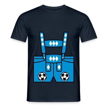 12 Lederhose Latzhose Fußball Bayern Fussball - Männer T-Shirt - Navy - Vorne - AI Model Male 178 light (178cm)