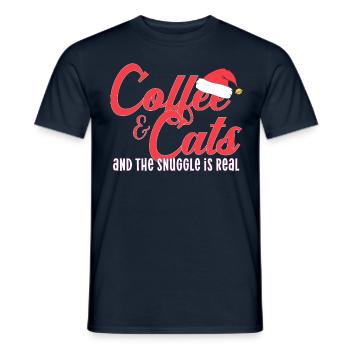 chats café café chats se blottir est vrai Noël - T-shirt homme - marine - Devant - AI Model Male 178 light (178cm)
