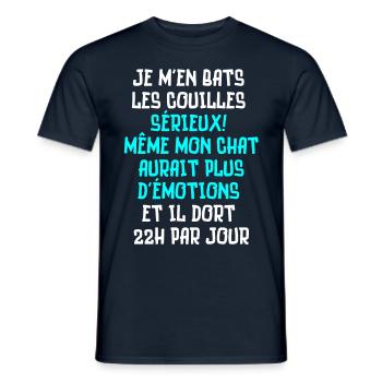 je m'en bats les couilles même mon chat - T-shirt homme - marine - Devant - AI Model Male 178 light (178cm)